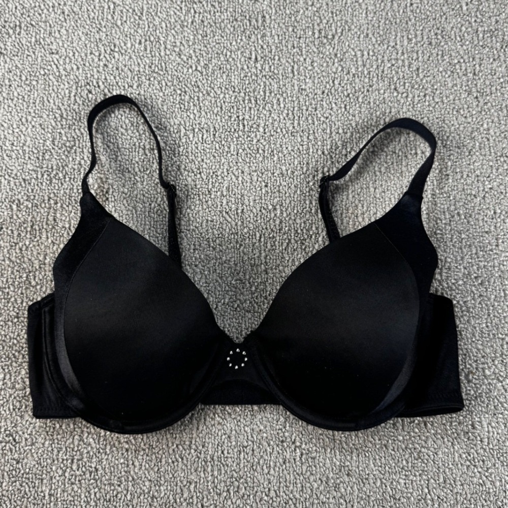 Maidenform Self Expressions Bra 34C Black Underwire T-Shirt Bra Rhinestone